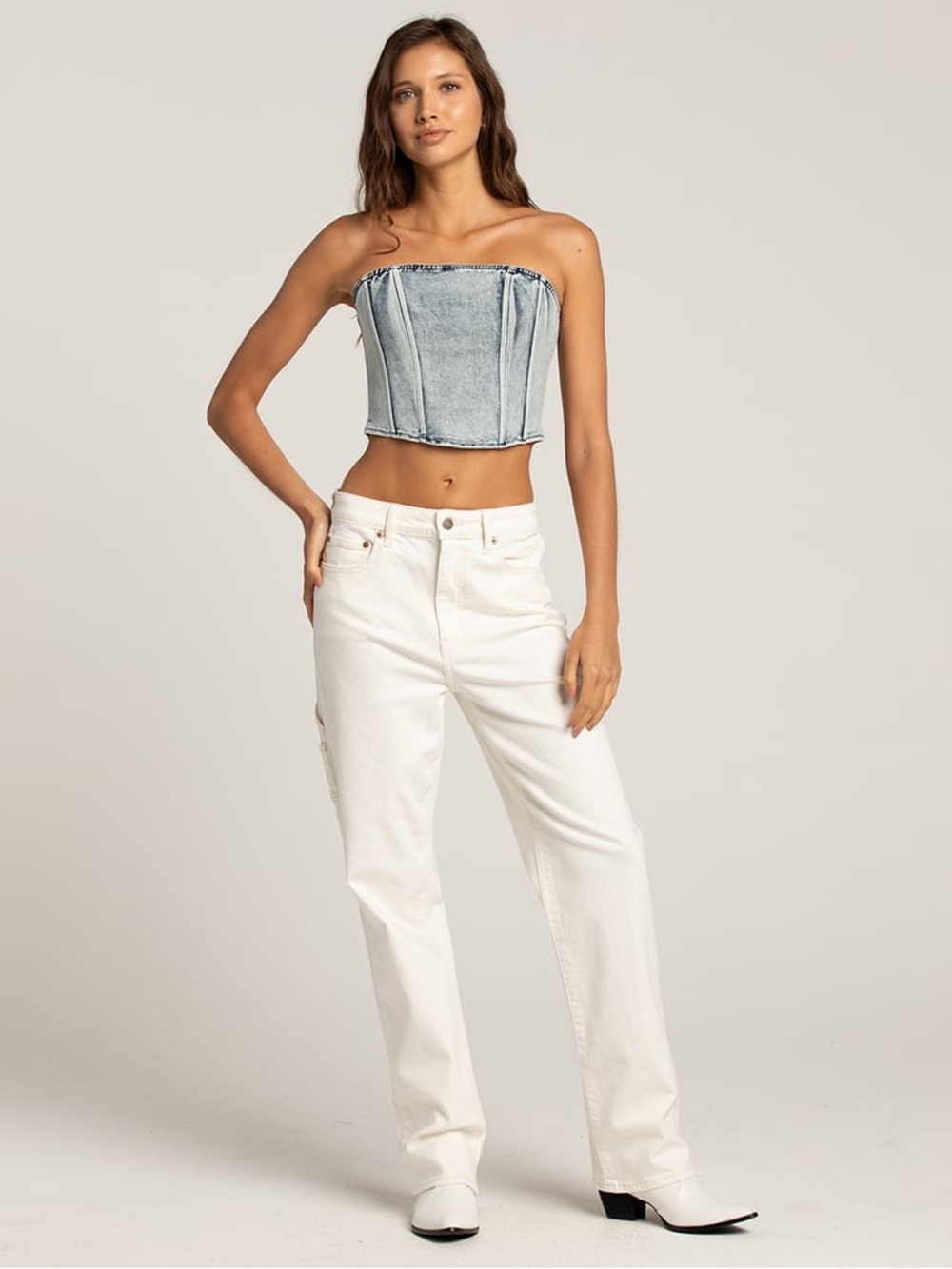 DAZE DAD JEANS White High-Rise Straight Jeans - White Women Jeans SIZE:26
